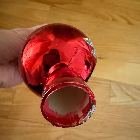 Vintage Christmas Tree Topper Unbreakable Made in Italy Red Silver Glitter - Picture 14 of 14